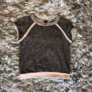 Short Sleeve Embellished Collar Shirt